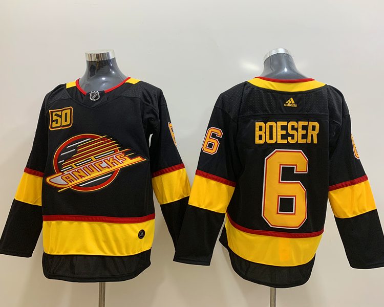 Men's Vancouver Canucks Brock Boeser #6 Black Breakaway Jersey
