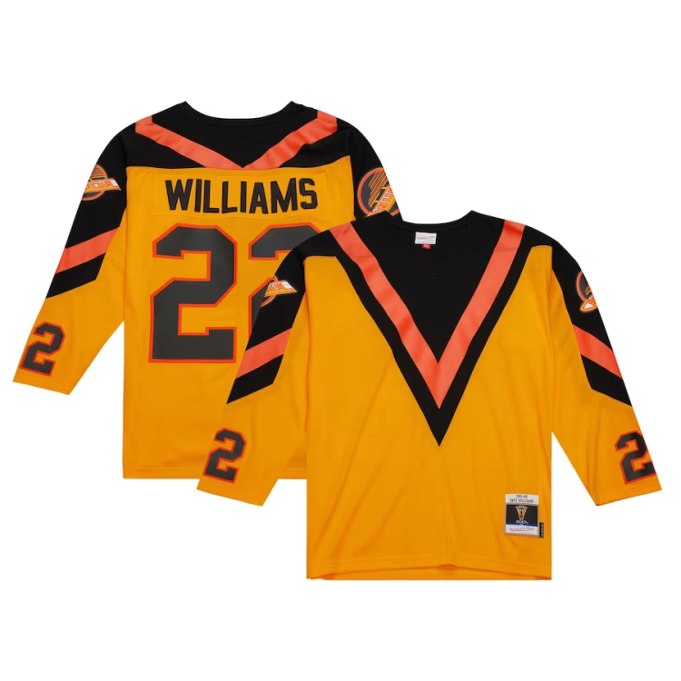 Men's Vancouver Canucks Dave Williams Mitchell #22 Ness Yellow Men's 1981/82 Blue Line Jersey