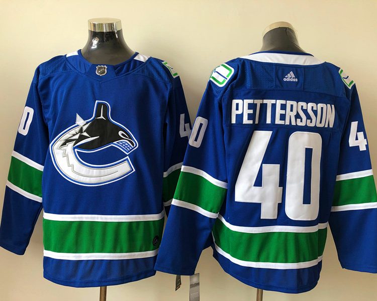 Men's Vancouver Canucks Elias Pettersson #40 Blue Authentic Home Jersey