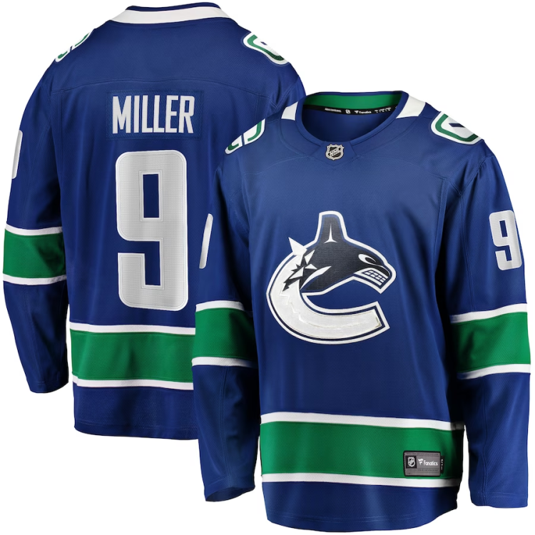 Men's Vancouver Canucks J.T. Miller #9 Blue Home Breakaway Jersey