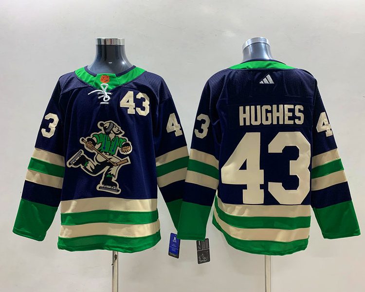 Men's Vancouver Canucks Quinn Hughes #43 Blue Breakaway Jersey