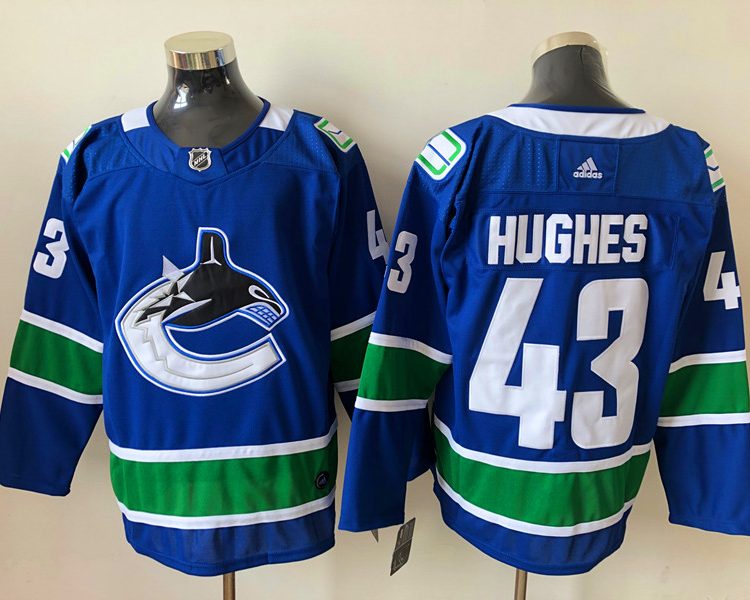 Men's Vancouver Canucks Quinn Hughes #43 Blue Home Breakaway Jersey