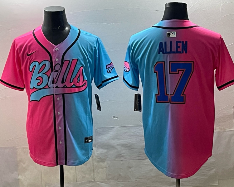 Men's Buffalo Bills Josh Allen #17 Pink/Blue Jersey