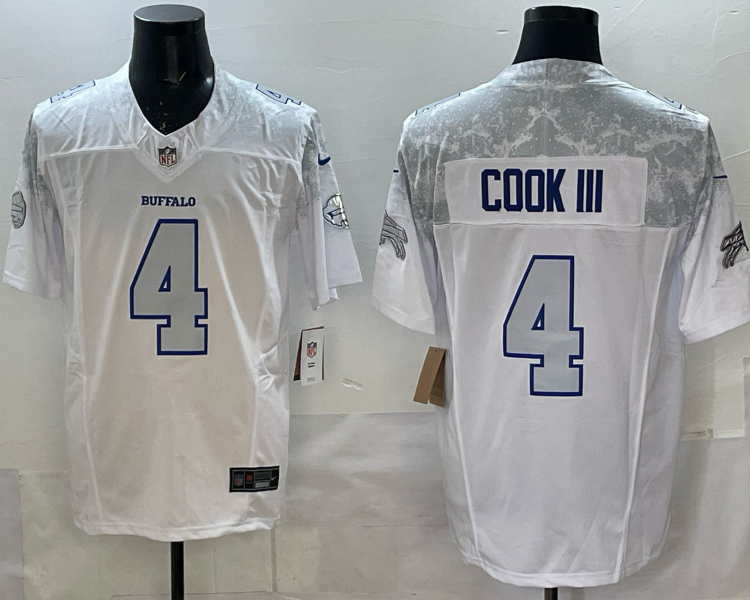 Men's Buffalo Bills James Cook III #4 White 2025 Rivalries Collection Limited Jersey