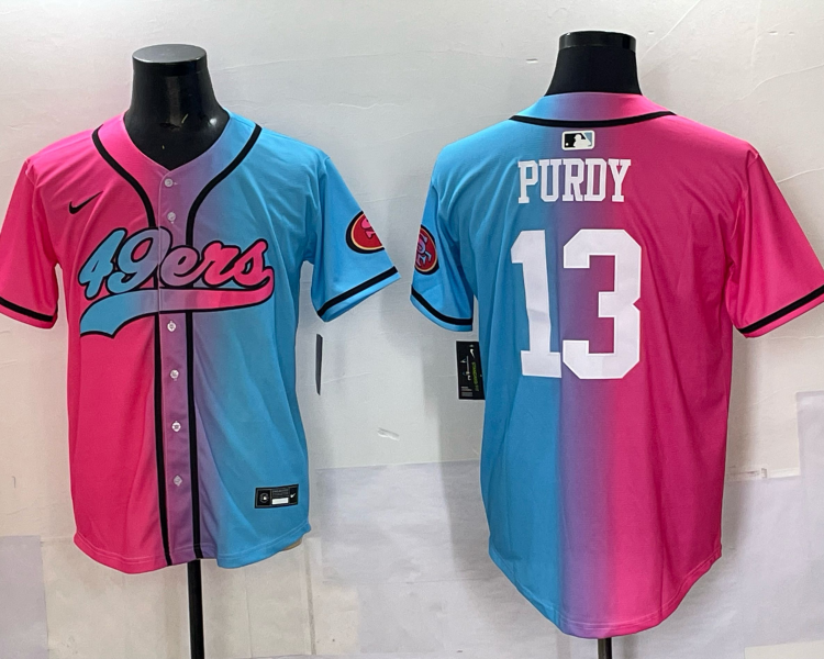 Men's San Francisco 49ers Brock Purdy #13 Pink/Blue Jersey