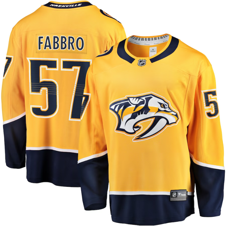 Men's Nashville Predators Dante Fabbro #57 Gold Home Breakaway Jersey