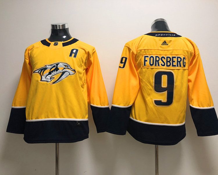 Men's Nashville Predators Filip Forsberg #9 Gold Breakaway Jersey
