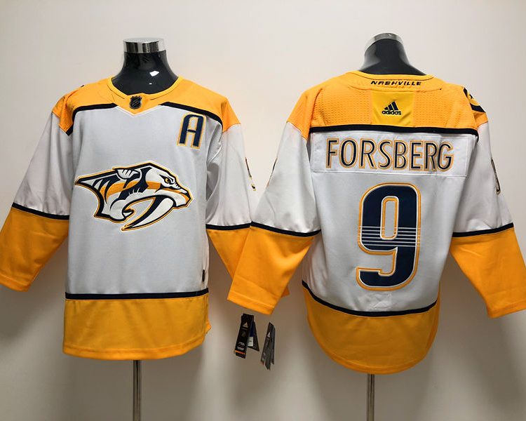 Men's Nashville Predators Filip Forsberg #9 White Breakaway Jersey