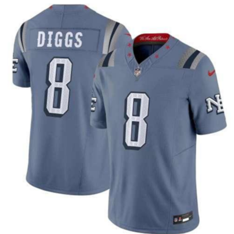 Men's New England Patriots Stefon Diggs #8 Storm Blue 2025 Rivalries Collection Limited Jersey