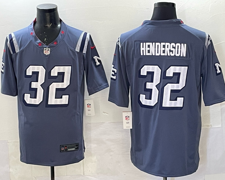 Men's New England Patriots TreVeyon Henderson #32 Storm Blue 2025 Rivalries Collection Limited Jersey