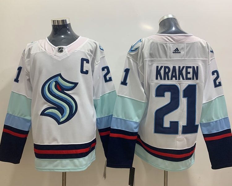 Men's Seattle Kraken #21 White Home Breakaway Jersey