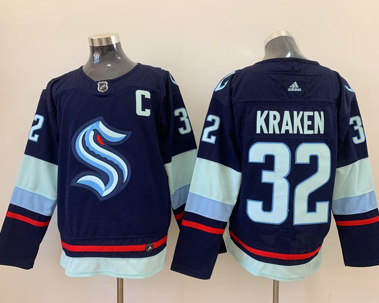 Men's Seattle Kraken #32 Deep Sea Blue Home Breakaway Jersey
