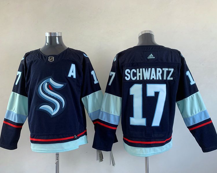 Men's Seattle Kraken Jaden Schwartz #17 Navy Home Breakaway Jersey