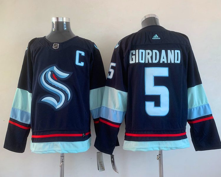 Men's Seattle Kraken Mark Giordano #5 Deep Sea Blue Home Breakaway Jersey