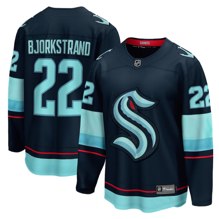 Men's Seattle Kraken Oliver Bjorkstrand #22 Deep Sea Blue Home Breakaway Jersey