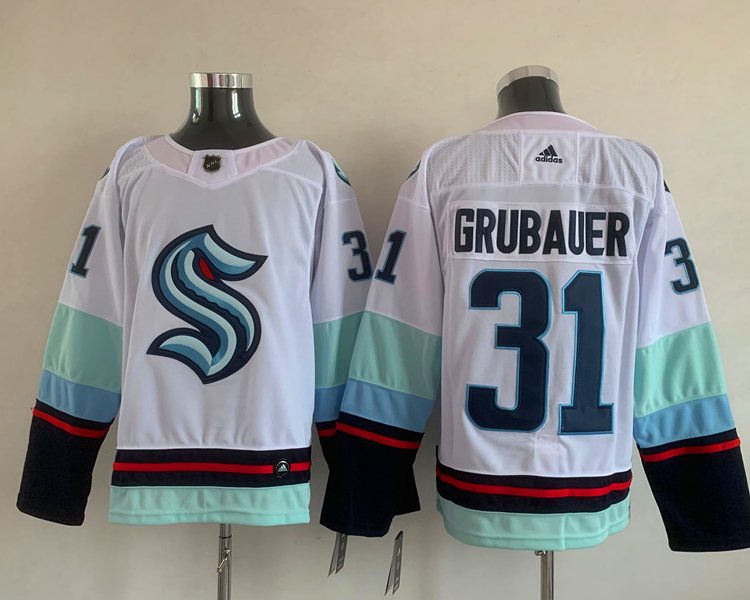 Men's Seattle Kraken Philipp Grubauer #31 White Home Breakaway Jersey