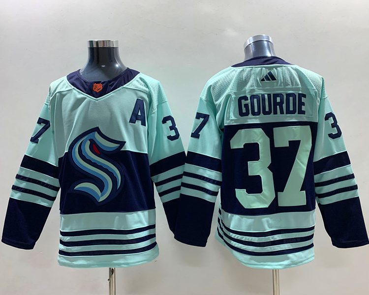 Men's Seattle Kraken Yanni Gourde #37 Teal Reverse Retro 2.0 Authentic Jersey