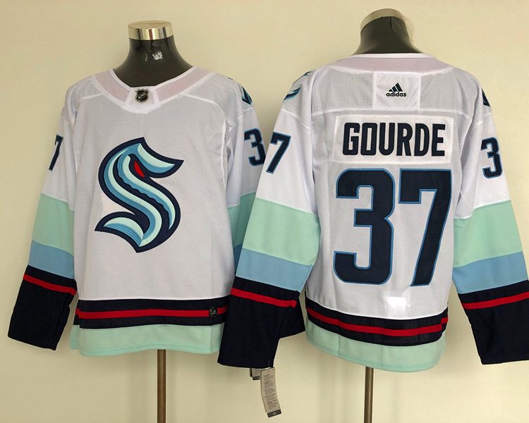 Men's Seattle Kraken Yanni Gourde #37 White Home Breakaway Jersey