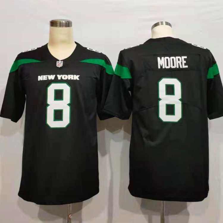 Men's New York Jets Elijah Moore #8 Stealth Black Jersey