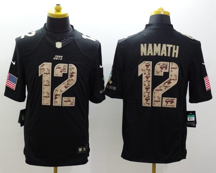Men's New York Jets Joe Namath #12 Black Jersey