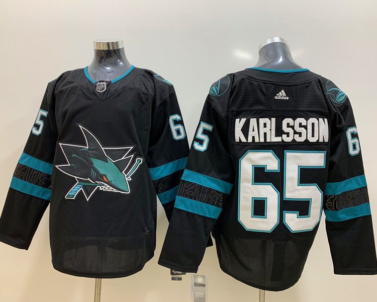 Men's San Jose Sharks Erik Karlsson #65 Black Breakaway Jersey