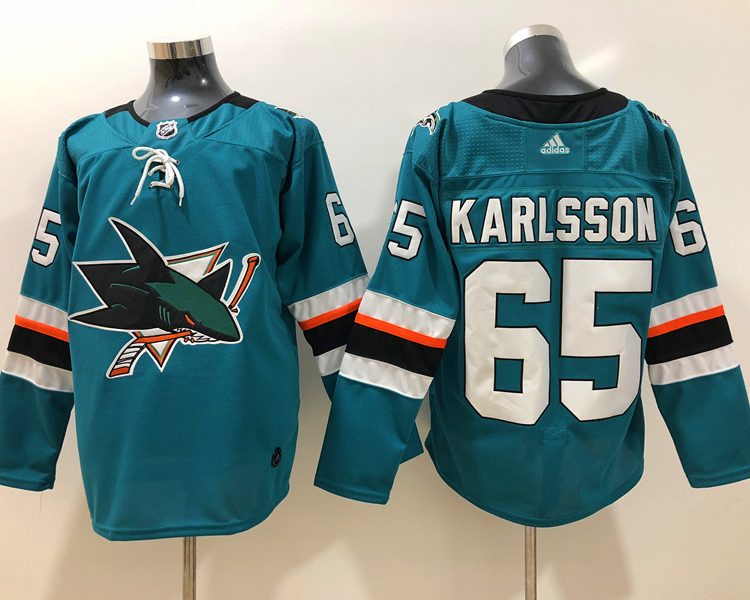 Men's San Jose Sharks Erik Karlsson #65 Teal Home Breakaway Jersey