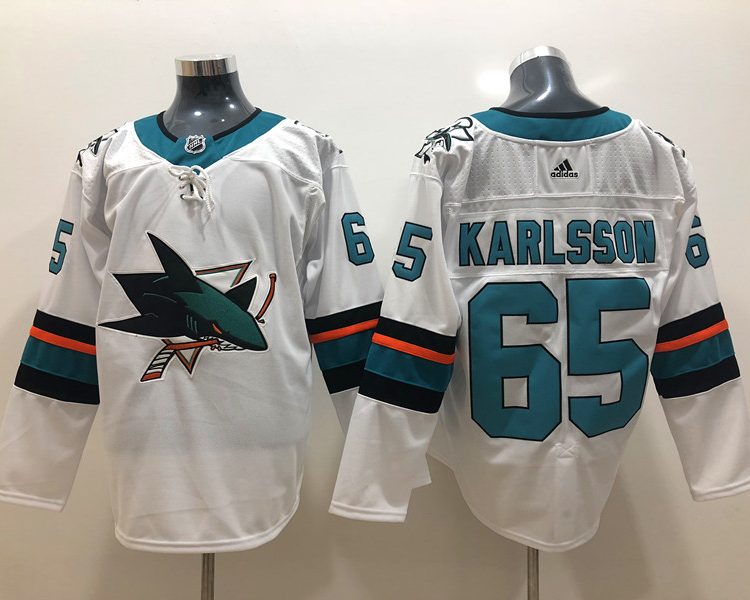 Men's San Jose Sharks Erik Karlsson #65 White Breakaway Jersey