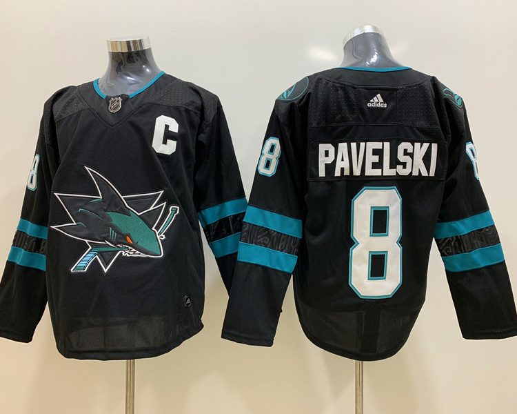 Men's San Jose Sharks Joe Pavelski #8 Black Breakaway Jersey