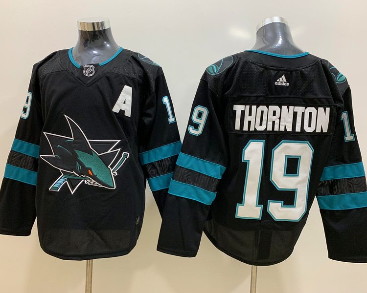 Men's San Jose Sharks Joe Thornton #19 Black Breakaway Jersey