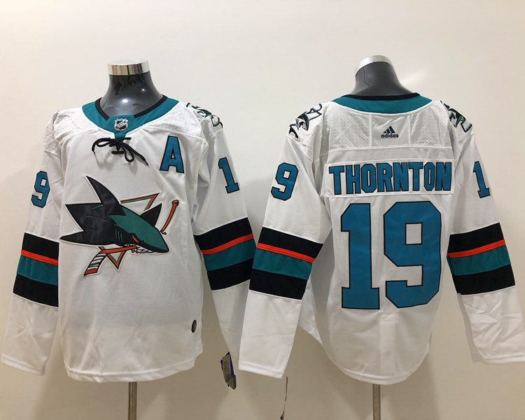 Men's San Jose Sharks Joe Thornton #19 White Breakaway Jersey