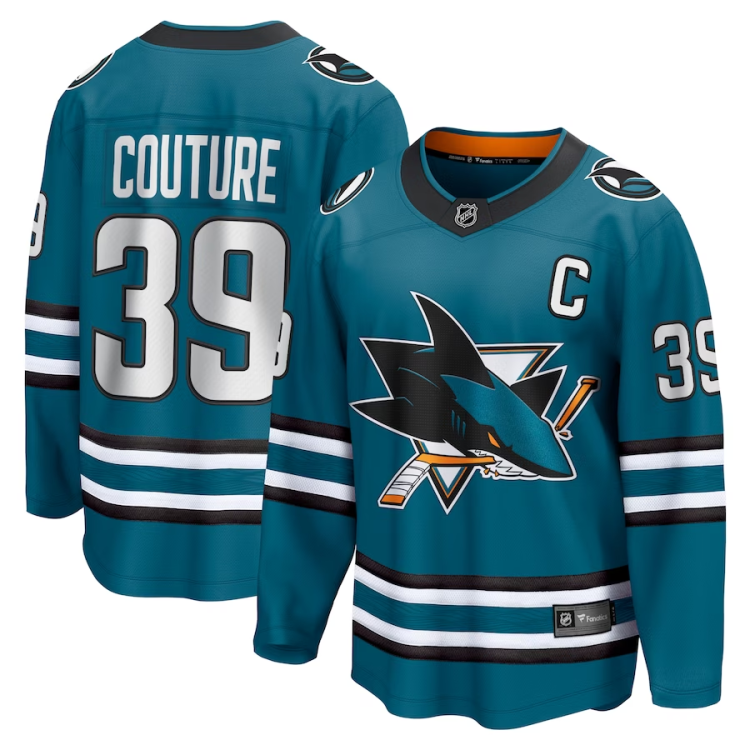 Men's San Jose Sharks Logan Couture #39 Teal Home Breakaway Jersey