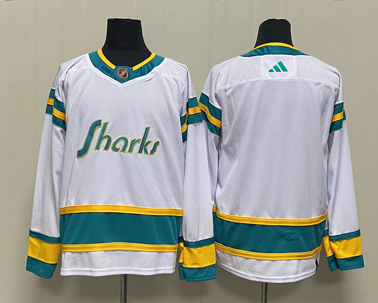 Men's San Jose Sharks White Reverse Retro 2.0 Authentic Blank Jersey
