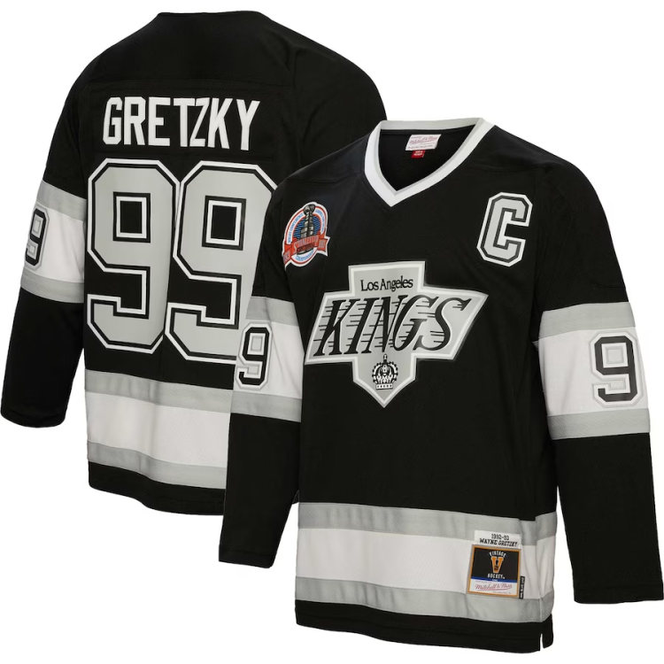 Men's Los Angeles Kings Wayne Gretzky Mitchell #99 Ness Black Big & Tall 1992/93 Blue Line Jersey
