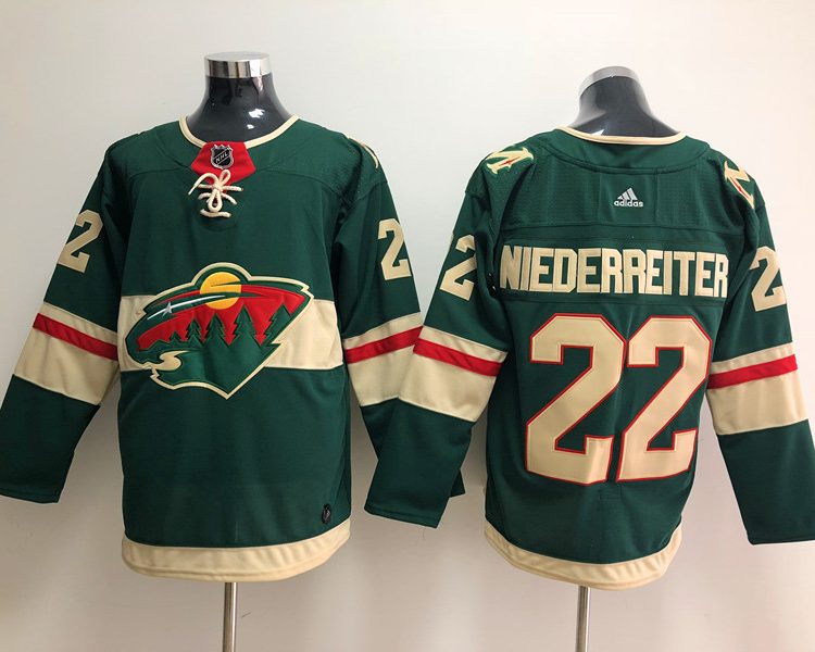 Men's Minnesota Wild Nino Niederreiter #22 Green Home Breakaway Jersey