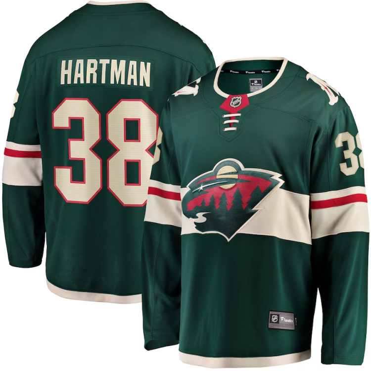 Men's Minnesota Wild Ryan Hartman #38 Green Home Breakaway Jersey