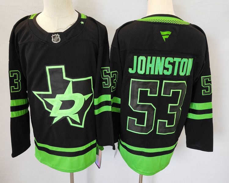 Men's Dallas Stars Wyatt Johnston #53 Black jersey