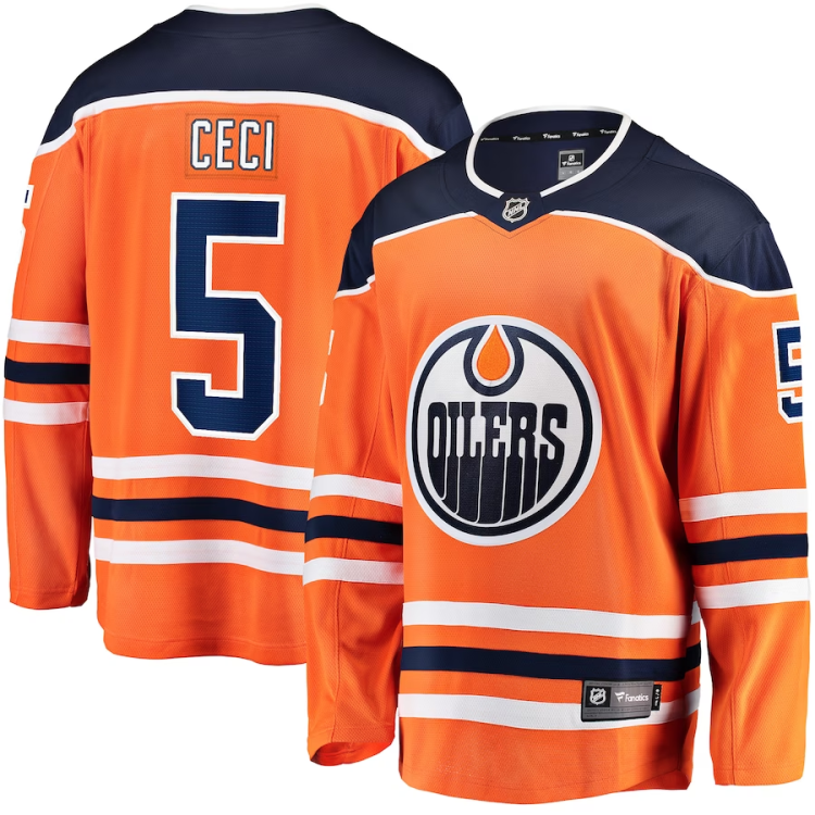 Men's Edmonton Oilers Cody Ceci #5 Orange Home Breakaway Jersey