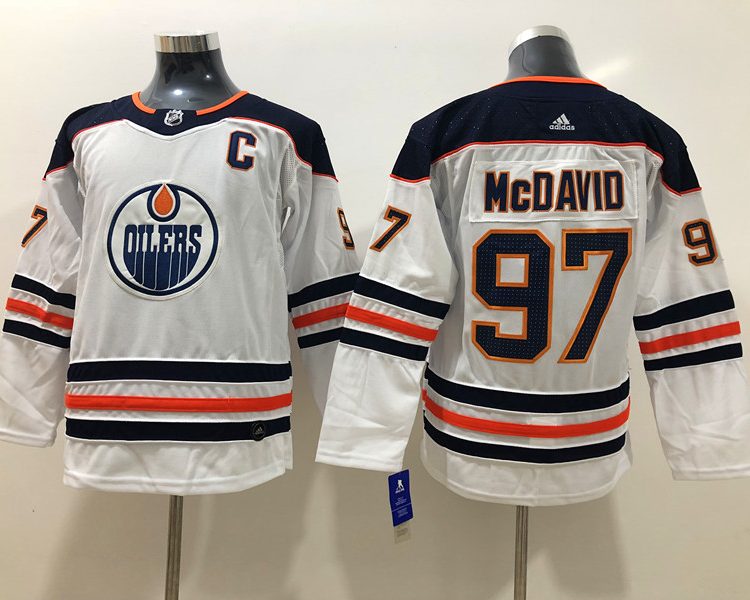 Men's Edmonton Oilers Connor McDavid #97 White Breakaway Jersey