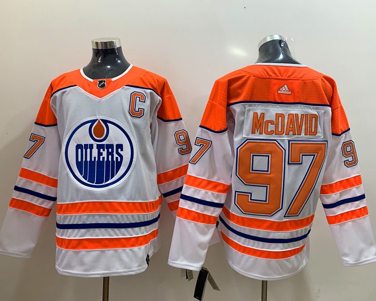 Men's Edmonton Oilers Connor McDavid #97 White Breakaway Jersey