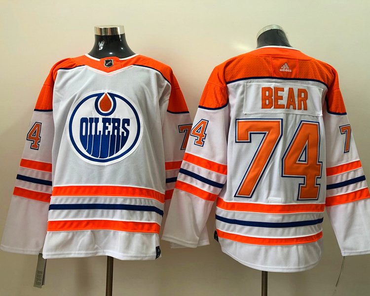 Men's Edmonton Oilers Ethan Bear #74 White Breakaway Jersey