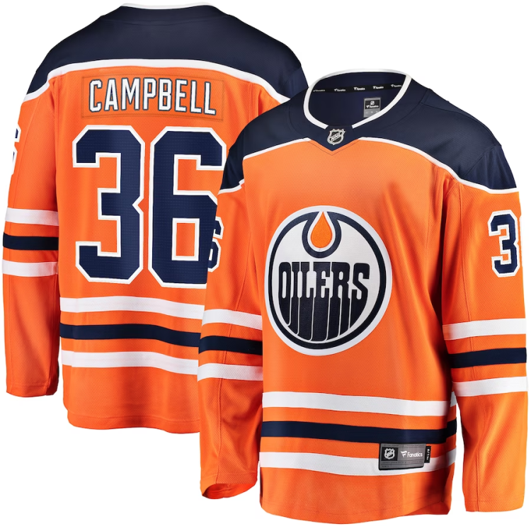 Men's Edmonton Oilers Jack Campbell #36 Orange Home Breakaway Jersey