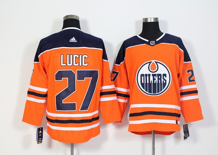 Men's Edmonton Oilers Milan Lucic #27 Orange Breakaway Jersey