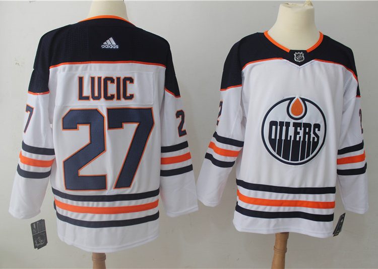 Men's Edmonton Oilers Milan Lucic #27 White Breakaway Jersey