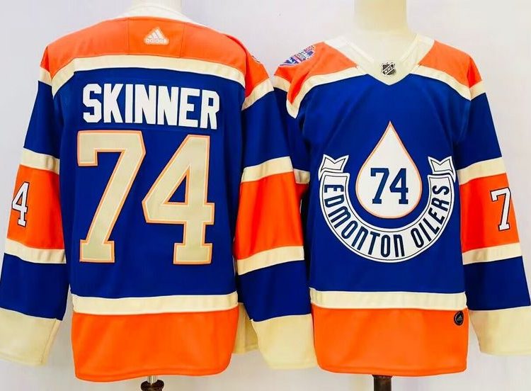 Men's Edmonton Oilers Stuart Skinner #74 Blue jersey