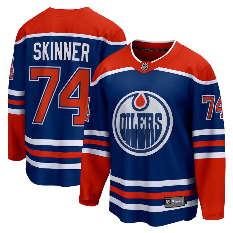 Men's Edmonton Oilers Stuart Skinner #74 Royal Home Breakaway Jersey