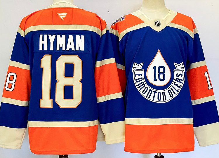 Men's Edmonton Oilers Zach Hyman #18 Blue jersey