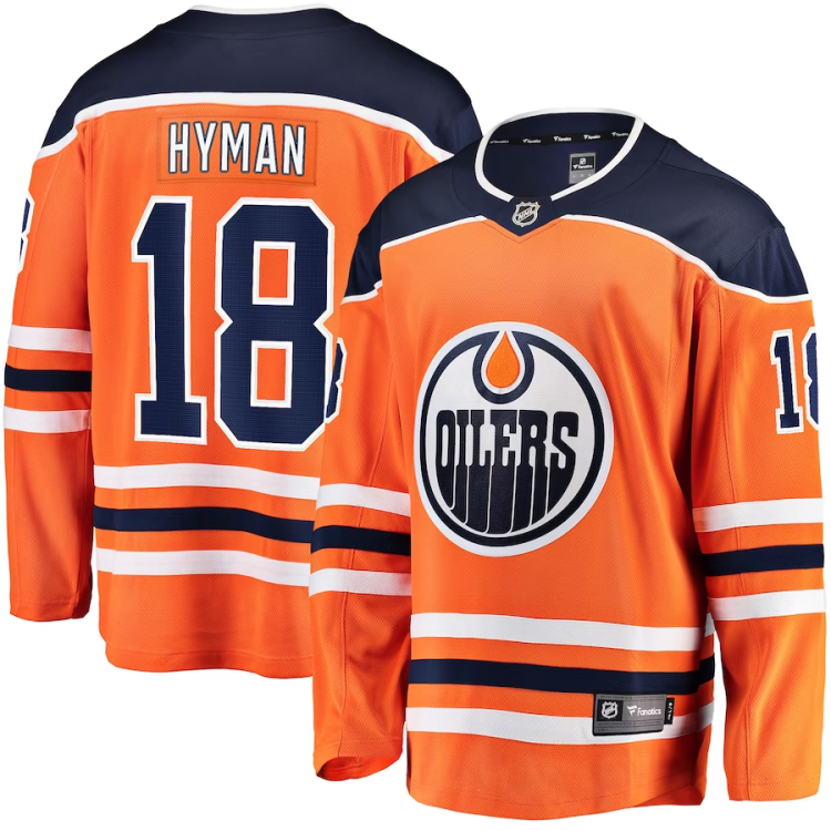 Men's Edmonton Oilers Zach Hyman #18 Orange Home Breakaway Jersey