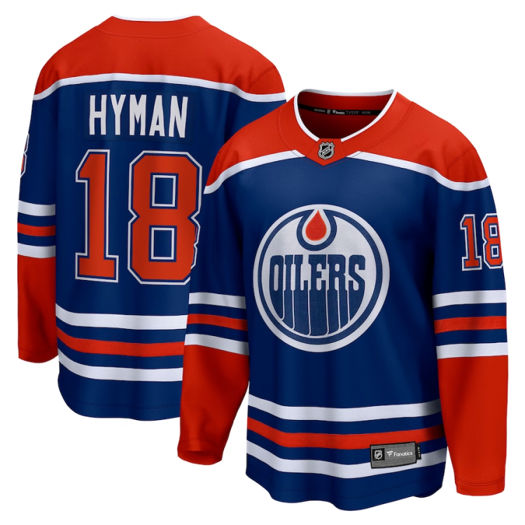 Men's Edmonton Oilers Zach Hyman #18 Royal Home Breakaway Jersey