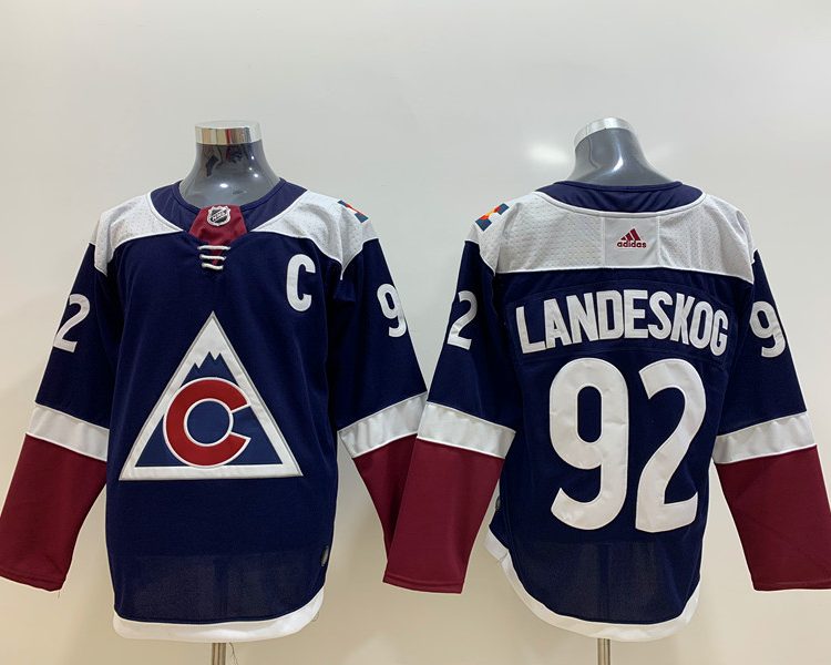 Men's Colorado Avalanche Gabriel Landeskog #92 Navy Alternate Captain Patch Primegreen Authentic Pro Jersey