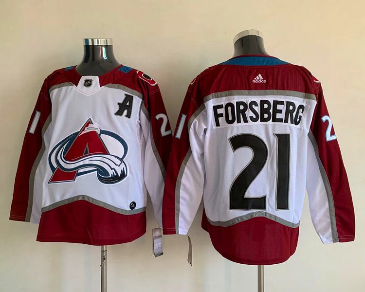 Men's Colorado Avalanche Peter Forsberg #21 White Home Breakaway Jersey